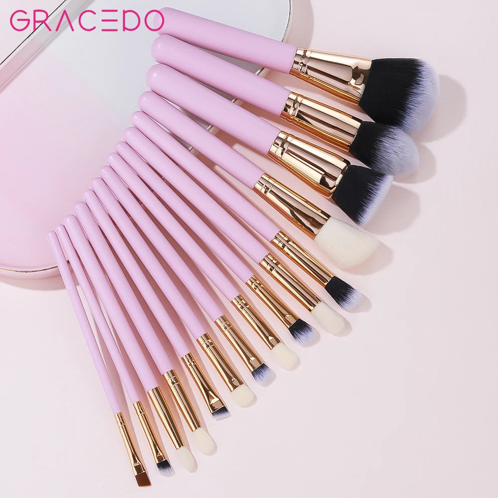 GRACEDO Professional Customizable Color Synthetic Hair Wood Handle Makeup Brush Set with Custom Logo/Private Label Shaving Brush