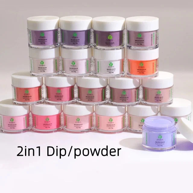 Nail Art Designs 2 in 1 Dipping Powder Clear Nude Nail Art Salon Dipping Powder Wholesale Acrylic Dipping 2 in 1 Powder Set