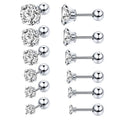 SC Hot Selling 6 Pairs Earrings Set Shiny Hypoallergenic Diamond Earrings Stainless Steel Studs Earrings for Men Women