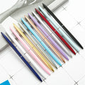PinGlory Smooth Writing Business Office Hotel Slim Metal Gold Ballpoint Pen with Logo Black & Blue Ink