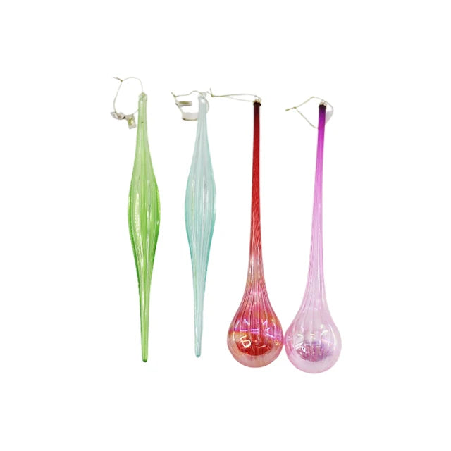 Handmade Drop-Shaped Icicle Christmas Tree Stained Glass Water Hanging Ornament with UV Printing Techniques