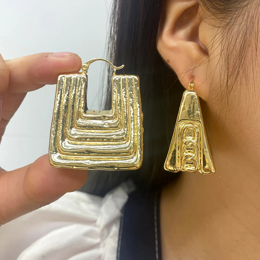 New Fashion Copper Jewelry 18k Gold Plated Big Exaggerate Hoop Earrings for Women