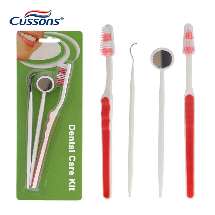 3 Pcs Oral Care Products in a Blister Card Packaging Dental Orthodontic Kit Non-slip Handle Soft Toothbrush OEM Tooth Brush Set