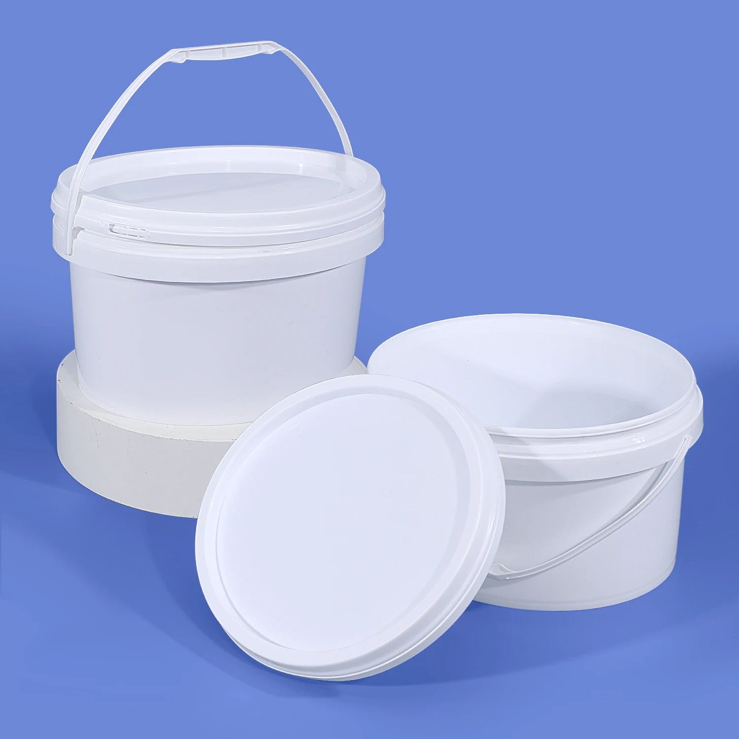 5L White Recyclable Oval Plastic Paint Bucket with Handle and Lid Drums Pails & Barrels Storage Container