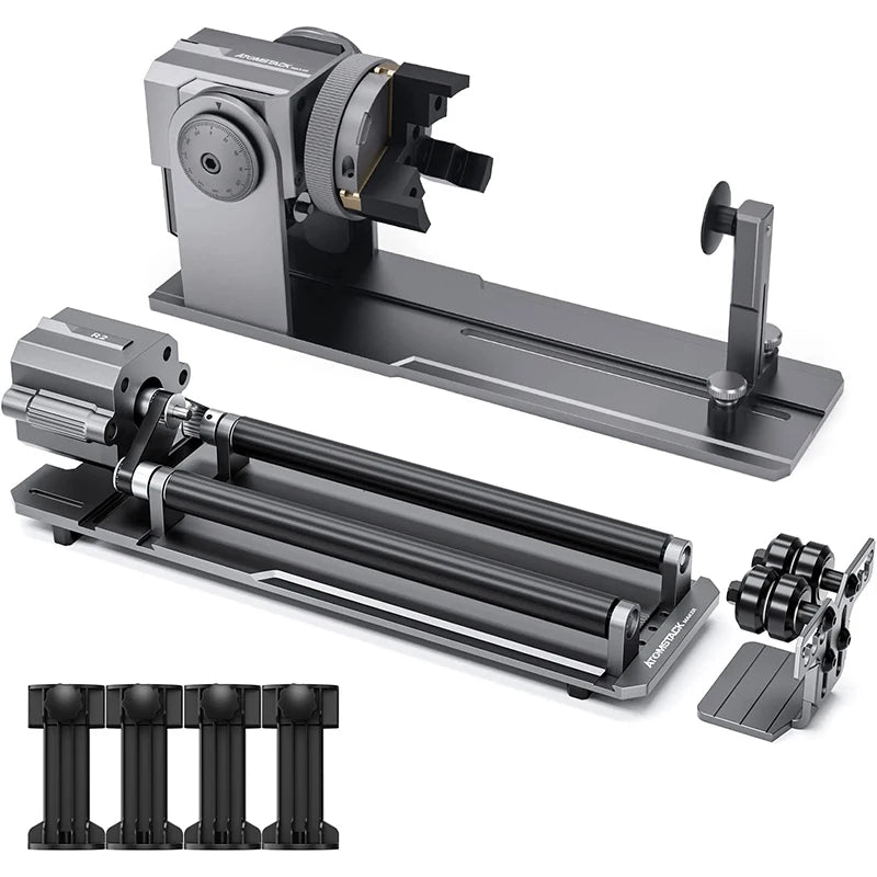 ATOMSTACK R1 Pro Laser Roller 4 in 1 Rotary With Risers Multi-Function Engraving Module Jaw Chuck for Round Irregular Objects