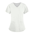 72% Recycled Polyester 23% Viscose 5% Spandex V Neck Top and Pants Work Uniform Set Solid Color Nursing Scrub