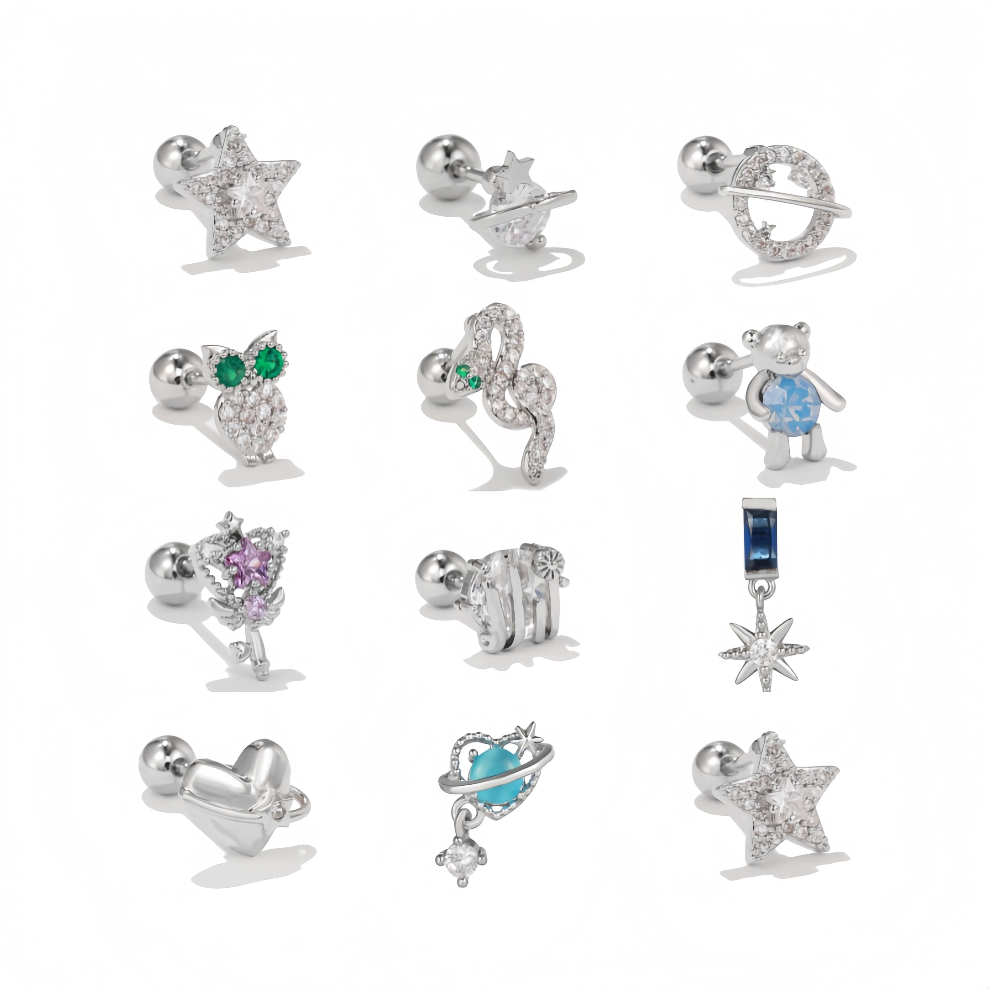ZUOLA Trendy Fine Piercing Jewelry 18K Real Gold Plated Hypoallergenic Heart Shaped Inlay Zircon Women's Ear Bone Studs Earrings