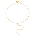 J&D 18K Gold Stainless Steel Waterdrop Pendant Y Necklace Hypoallergenic 50cm