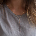Simplest 316LStainless Steel Lace Chain Necklace Y Shaped Long Pendant Necklace for Women