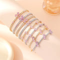 Fashion Small Fresh Pink Bowknot Zircon Bracelet Exquisite Sweet Design Tennis Bracelet for Women