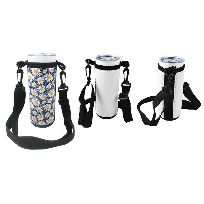 Sublimation Blanks Neoprene 20oz Water Bottle Carry Bag Blank White 30oz Tumbler & Camping Sling Bottle Holder Bags Cooler Bags