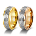 OAHLAN Fashion Jewelry 8mm Gold /Rose Gold Plated Anti-Rust Waterproof Hammered Tungsten Carbide Ring for Men Wedding Engagement