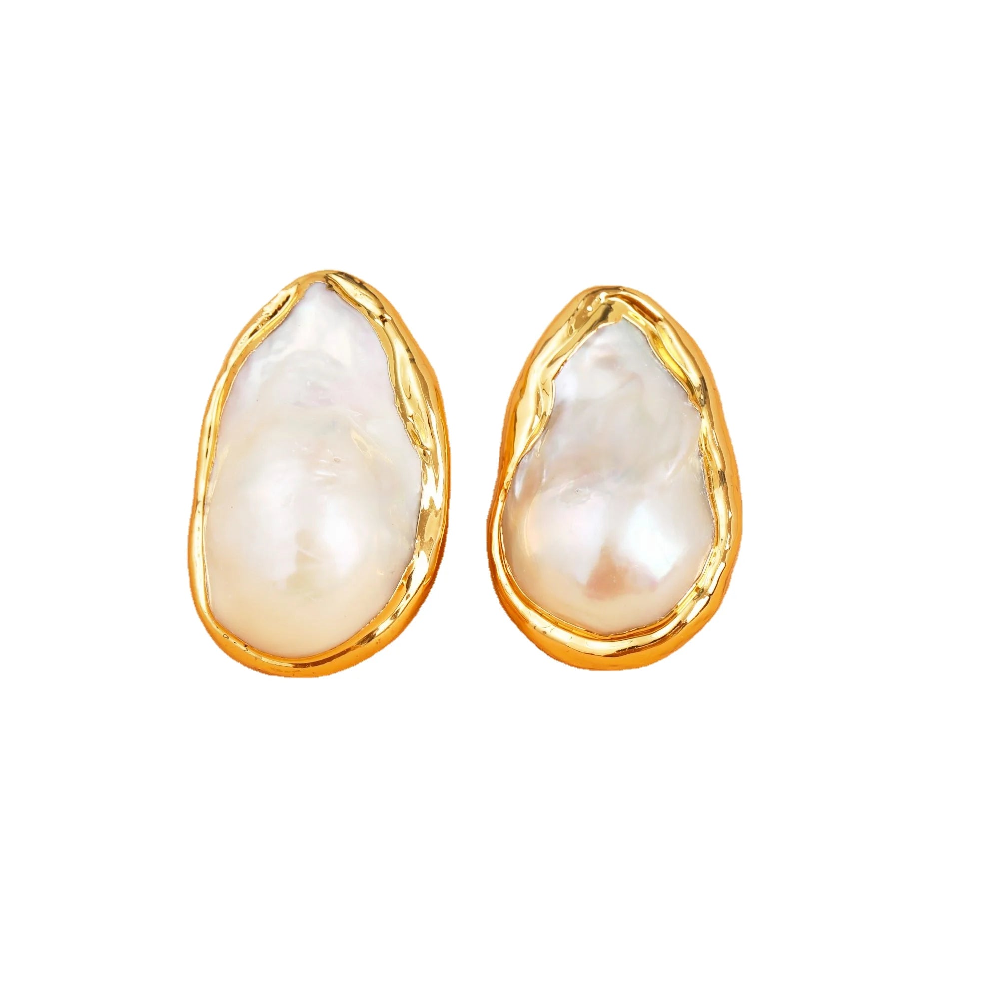 Top Quality Natural Cultured White Keshi Baroque Pearl Stud Earring Fine Jewelry Lady Wedding Classic Gifts