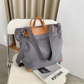 Custom Wholesale Europe Ladies Fashion Canvas Leather Handle Tote Handbags Women Hand Tote Bags