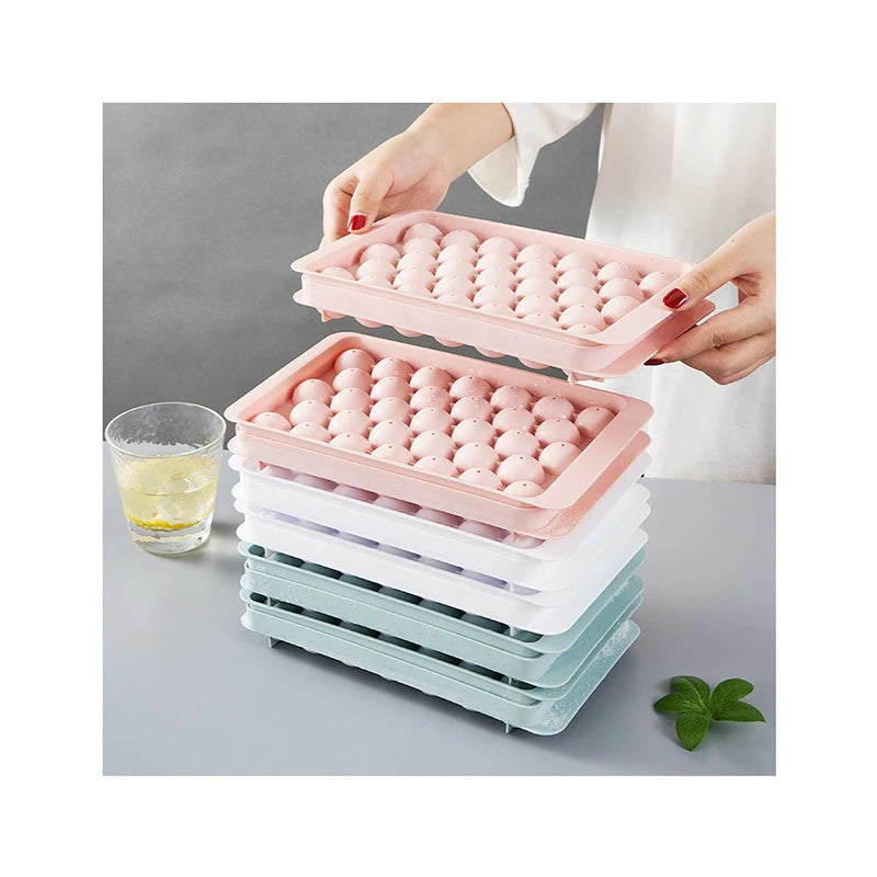 Hot Selling Summer Eco-Friendly Plastic Home Ice Cream Tools Round Ice Tray Mold