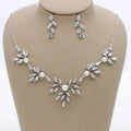 SLBRIDAL Copper Wedding Cubic Zircon Pearls Jewelry Set Bridal CZ Necklace Earring Set Banquet Party Jewelry Set Women Jewelry