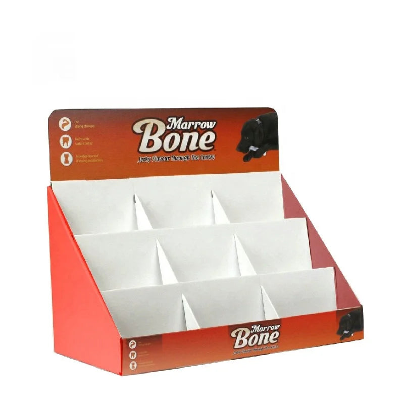 Custom Made Cardboard Counter Display 2-Tier Glossy Printed Paper Counter Top Cardboard Display Rack for Retail Sales