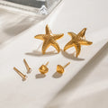 Merryshine Wholesale Bulk Gold Plated Style Waterproof Ear Jewelry Stainless Steel Starfish Design Stud Earrings