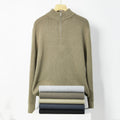 OEM Men's Woolen Sweater Autumn Stand Collar Long Sleeve Old Money Style Turtleneck Zip up Sweater