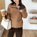 Women's Casual Winter Turtleneck Sweater Thickened Double Sided Zipper Crew Cardigan Front Two-Color Top Made Cashmere Knitted