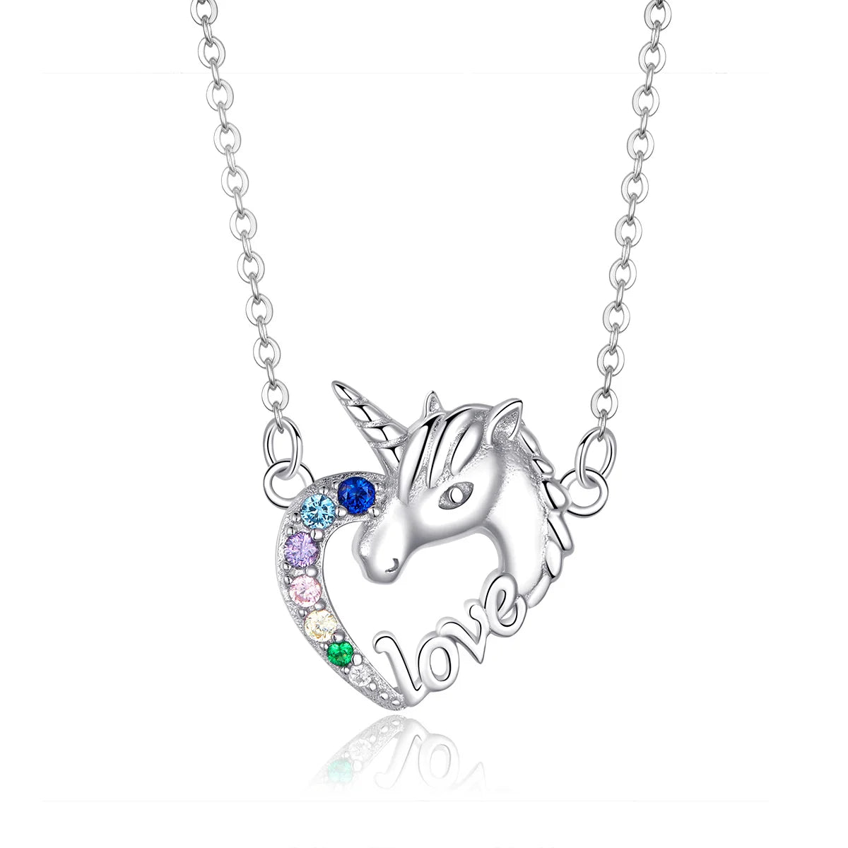 Lucky Licorne 925 Sterling Silver Short Choker Necklace Platinum Heart Fashionable Engagement Party Jewelry for Women-SCN348