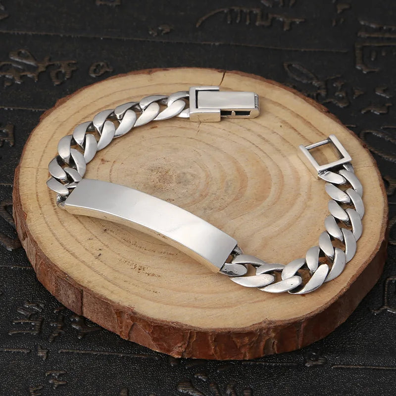925 Sterling Silver Jewelry Manufacturers Wholesale Fashion Retro Style Popular Simple Smooth Thai Silver Bracelet for Men Women