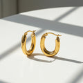 Trendy Chunky French Chic Real U Stainless Steel 18K Gold Plated Hoop Earrings Christian Fashion Jewelry for Women Gift