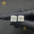 Best Selling Stock Iced Out Man Stud Earrings Baguette Moissanite Diamond Screw Back Setting Hip Hop Stud Earring 925 Silver