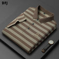 Luxury Men's Short Sleeve for  Shirts Quick Dry Knitted Fabric with Embroidered Security Feature Striped Design