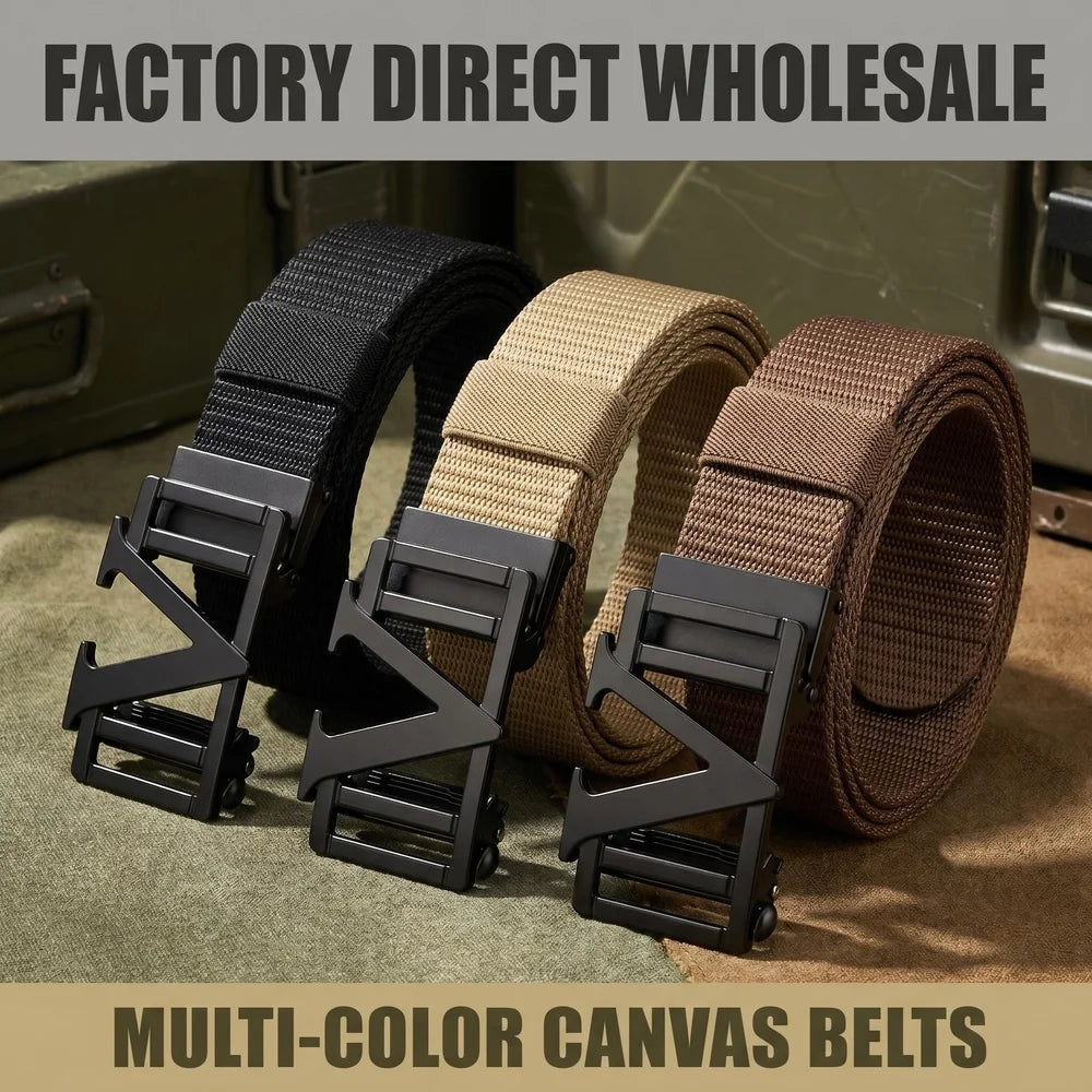 Smooth Automatic Buckle Versatile Canvas Outdoor Waist High Quality Belt Men's Quick Drying Nylon Jeans Overalls Belt Youth MegaBDM