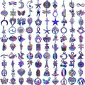 100pcs Per Set Heart Wings Rainbow Colorful Custom DIY Alloy Star Keychain Fashion Necklace Bracelet Pendant Set Charm