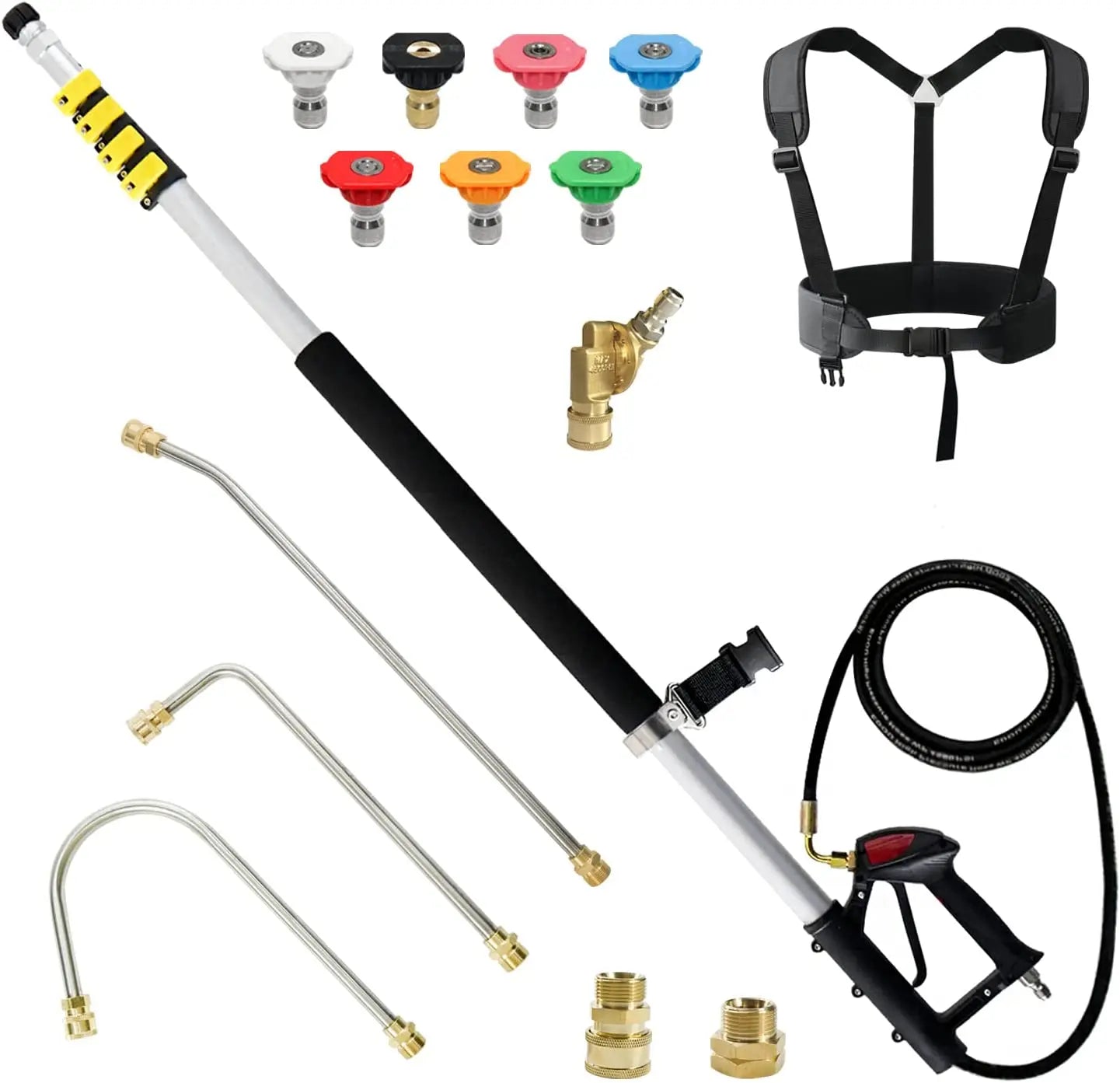 20 FT Aluminum Handheld High Rise Window Cleaning Telescoping Pole Pressure Washer with 4000 PSI High Pressure