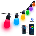 Smart Outdoor S14 String Lights DIY Color Changing LED RGBW Patio Lights  App-Remote-Control Box for Backyard Wedding Holidays