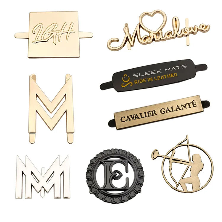 Wholesale Engraved Brand logo Metal Label Tags Custom Metal Name Plates With Pin for Handbags