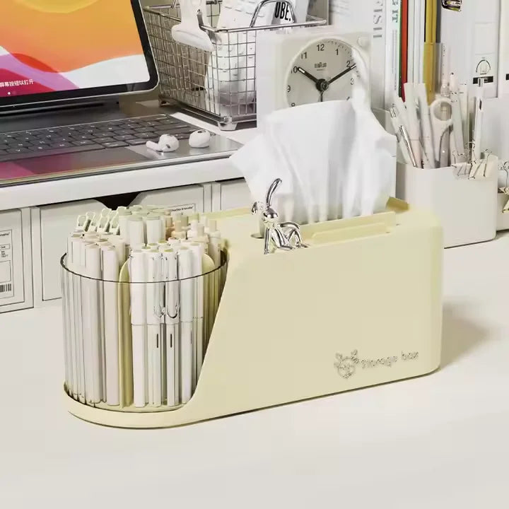 High-End Rotary Tissue Box Multifunctional Mobile Phone Stand Lightweight Luxury Plastic Storage Home Living Room Pencil Holder