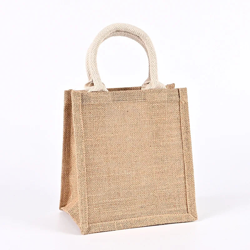 Eco-Friendly Natural Grocery Jute Shopping Beach Tote Bags Blank Burlap Shopping Bags Accept Customized Logo Hessian Shopper