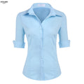 Women's Work Uniform Shirts 3/4 Sleeve Ladies Office Working Shirt Bank Uniforms Cloth Custom Embroidered Logo