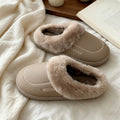 XIXITIAO Winter Vintage Polyester Couple Slippers Waterproof Anti Slip Warm Plush Lining Indoor Household House Shoes Unisex MegaBDM