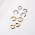 Fenny Non Tarnish&No Fade Smooth Solid Simple C Hoop Earrings Trendy for Women Wholesale Stainless Steel Ladies Jewelry