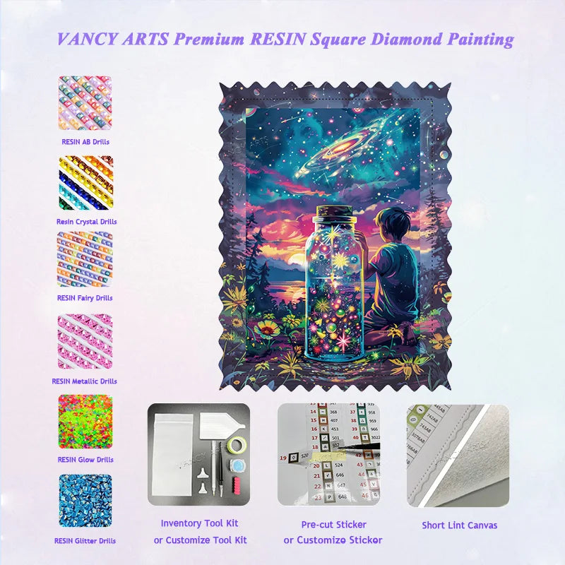 5D DIY Diamond Painting Kit Resin Square 19.69x27.56 Inch Diamond Night Sky Mosaic Art Full Diamond Art Wall Decoration