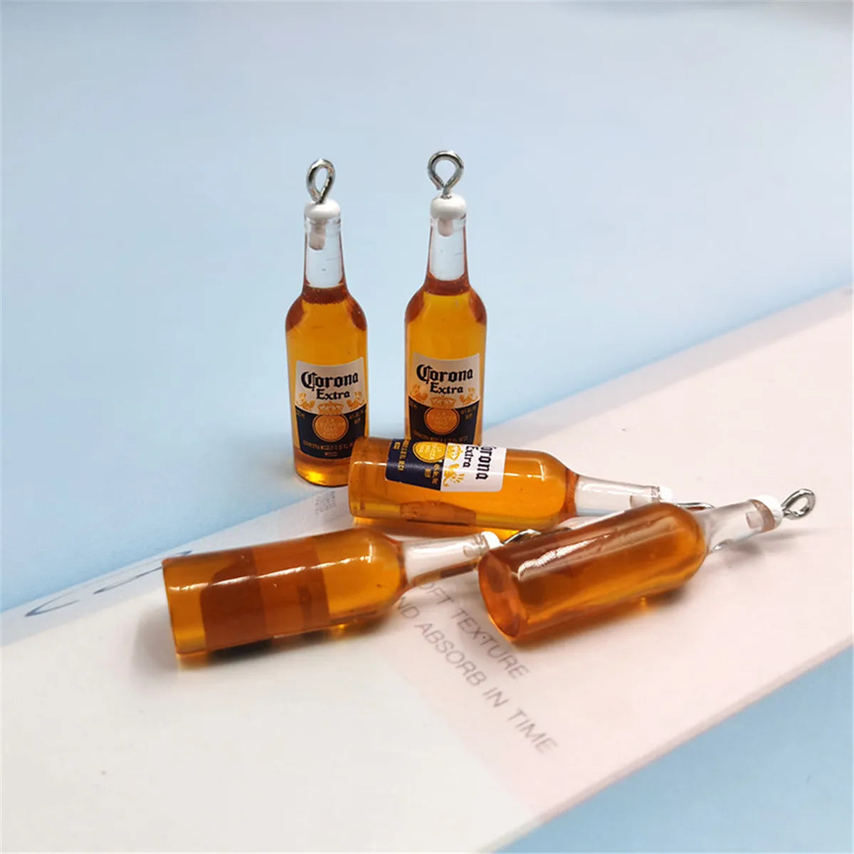 Women Earring Charms Beer Drink Bottle Resin Keychain Necklace Pendant Jewelry DIY Accessories