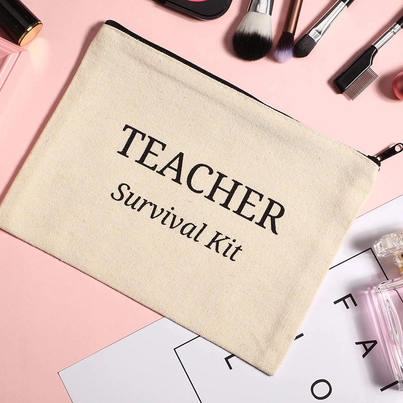 Teacher's Gifts Custom Pencils Bags Teacher Survival Kit Canvas Stationary Pouch