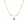Joolim 18K Gold Plated Mung Bean Round Natrual Stone Pendant Bead String Necklace Stainless Steel Tarnish Free Summer Jewelry