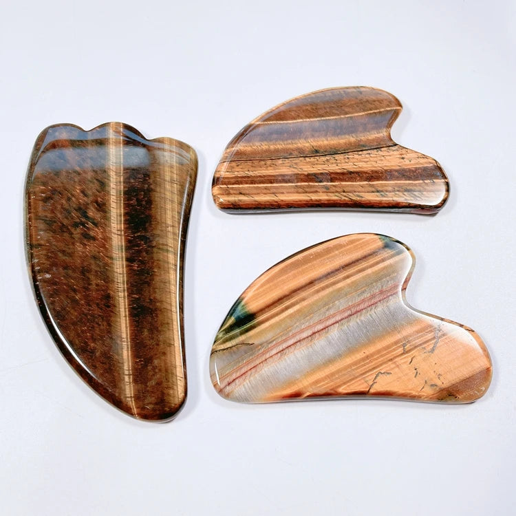 Huiying Hot Sale Massager Natural Heart Shape Facial Jade tiger Eye Gua Sha Claw Scraping Massage Tools