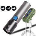 Helius Zoomable T6 Power Bank Torch 3 Modes Switch Zoom Lens Built in Rechargeable Battery Camping Light  LED Flashlight