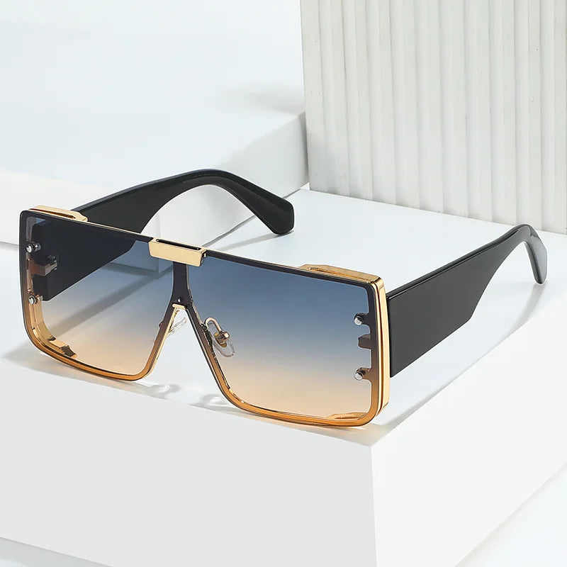 Wholesale Fashion Hot Selling Metal Man Sun Shades Glasses Men Oversized Big Frame Square Sunglasses for Women