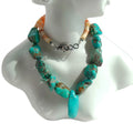 Natural Turquoise and spiny oyster 925 Sterling Silver Great quality gemstone 16inch strand