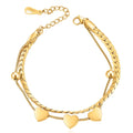 Factory Double-layer Winding Jewelry Titanium Steel Bracelet Light Luxury Heart Bracelet for Women Girls