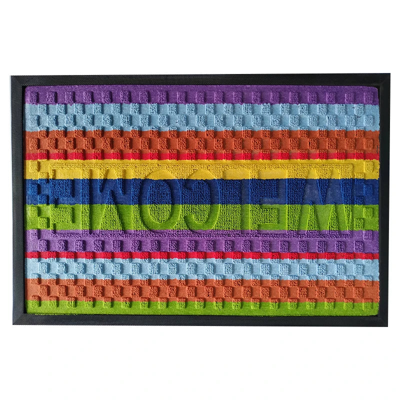 Cheap Price Customized Logo Colorful Rubber Door Mat-Non-Slip Pet Friendly Cushioned Medium Pile Indoor/Outdoor Use