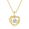 Fine High Jewellery Designer's Style 925 Sterling Silver 18K Gold Woman Leaf Heart 0.5ct Moissanite Pendant Necklace